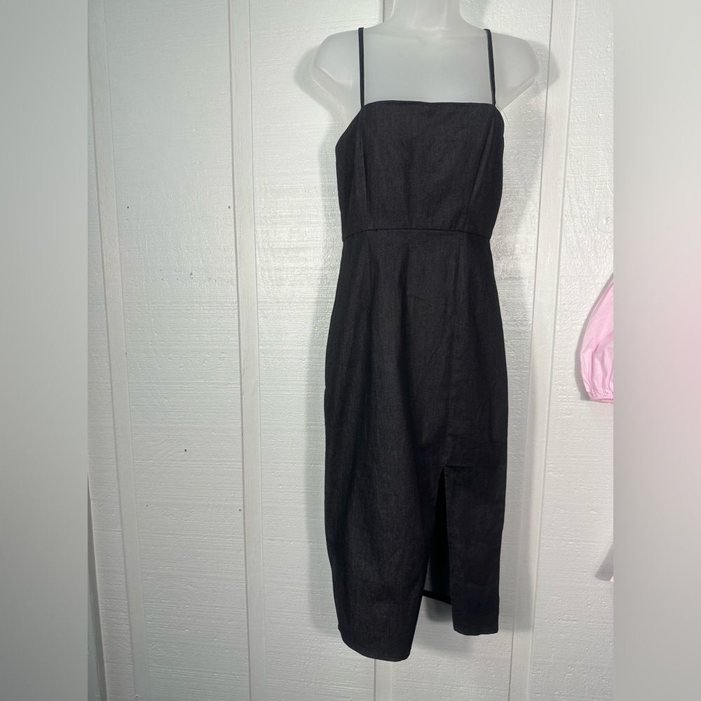 Lulus Black Denim Spaghetti Strap Dress Size Large EUC